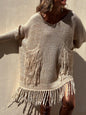 Fringe Detail Long Sleeve Sweater with Pockets