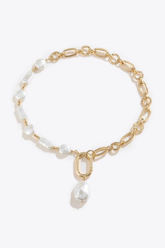 Women's Freshwater Pearl Pendant Chunky Chain Necklace