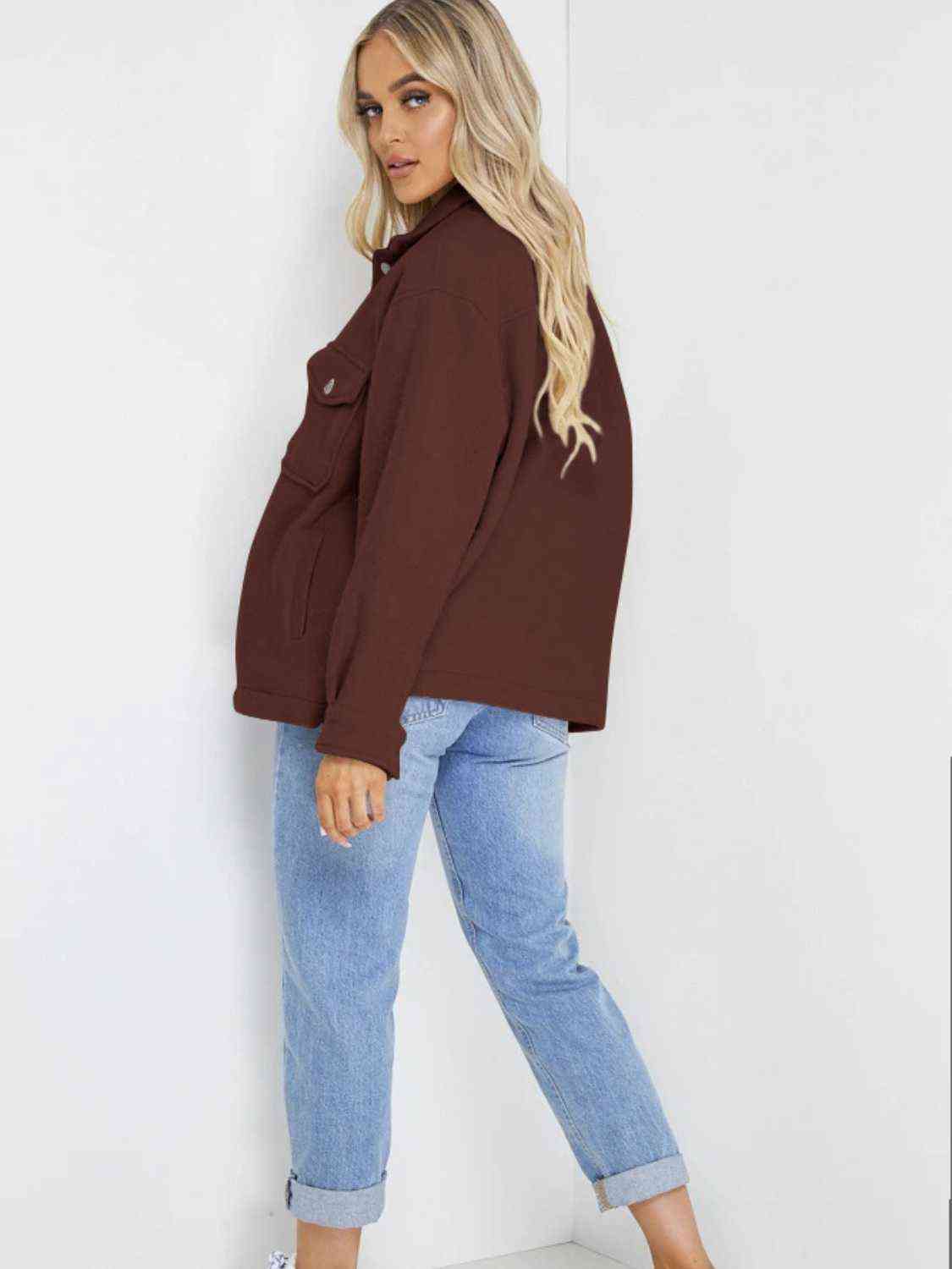 FashionToFigureTrends Chestnut Brown Button Down Denim Jacket