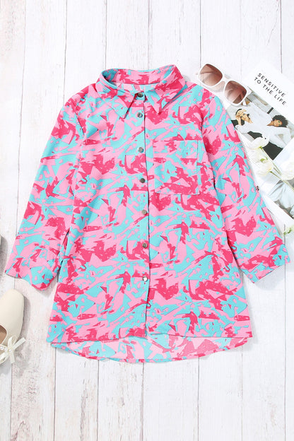 Printed Button Up Long Sleeve Shirt