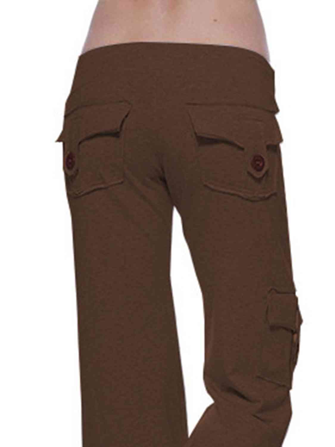 FAITHWALK Mid Waist Pants with Pockets