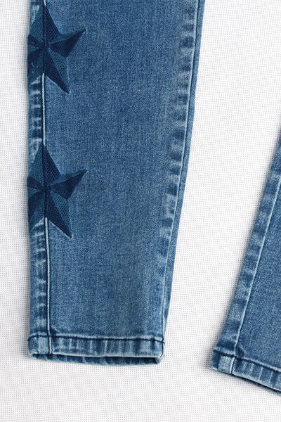 AwesomeThreads Medium Blue Star Pattern Skinny Jeans