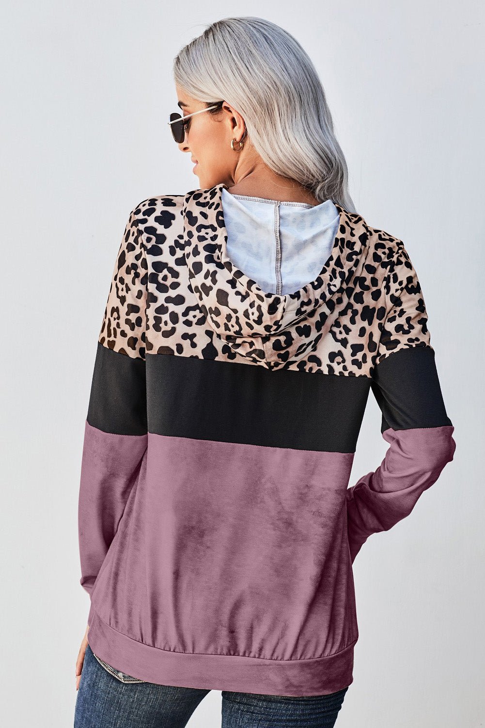 Leopard Color Block Hoodie