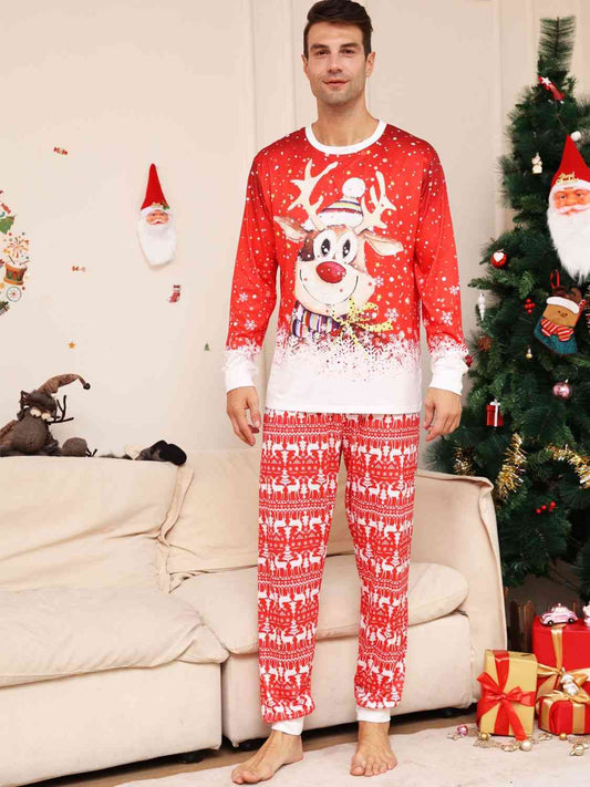 UNISEX CHRISTMAS Full Size Long Sleeve Top and Printed Pants Set